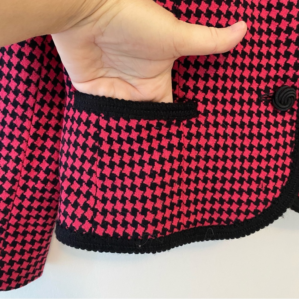 Pendleton Petite Jacket Pink Black Houndstooth 10… - image 4